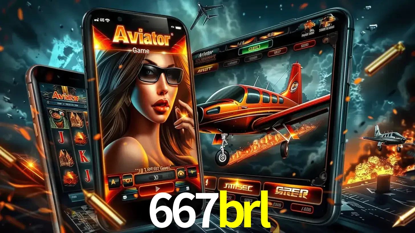 O popular jogo de apostas Aviator exibido em vários celulares e tablets, mostrando a interface emocionante e a ação de voo disponíveis para jogar agora no 667brl.