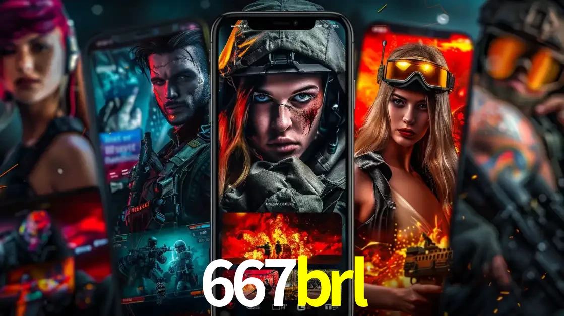 Montagem de telas de celular mostrando diversos personagens, masculinos e femininos, de um jogo de tiro, ilustrando a diversidade de equipes de e-sports para apostar no 667brl.